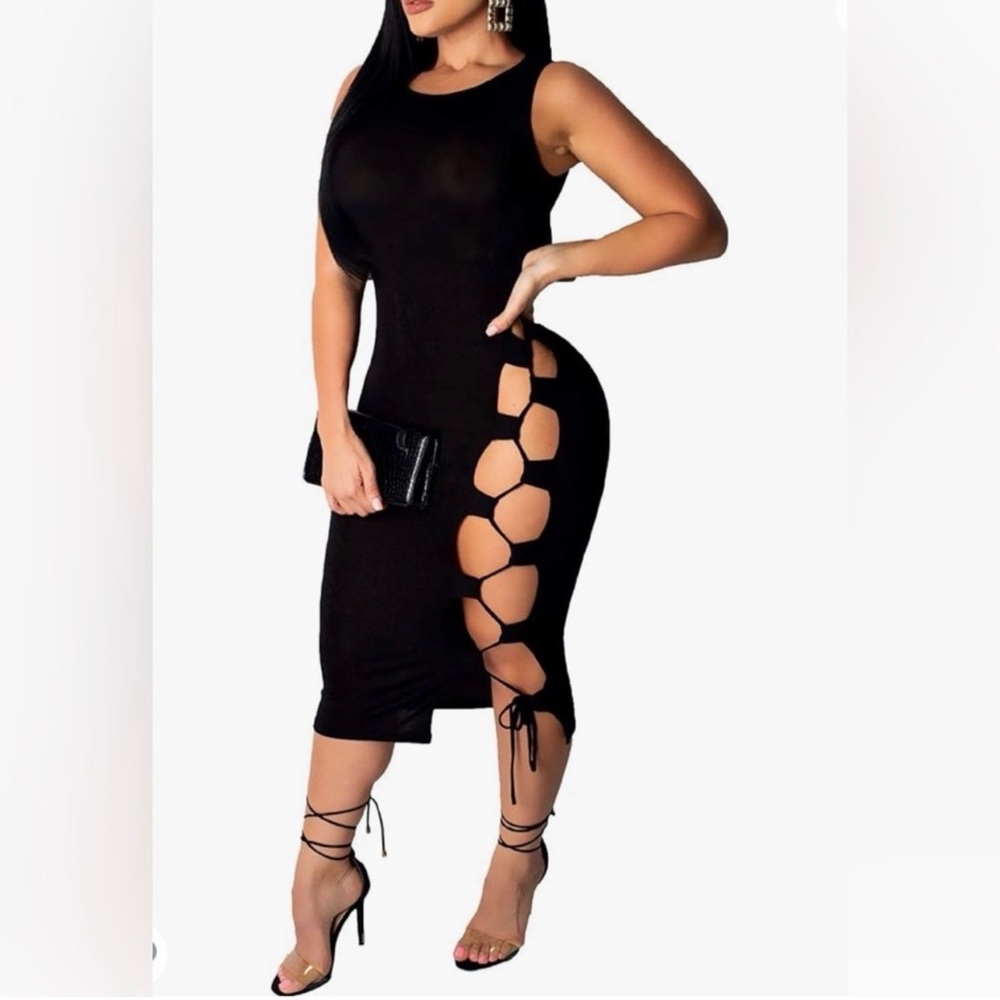 Elegant Black Cut-Out Dress